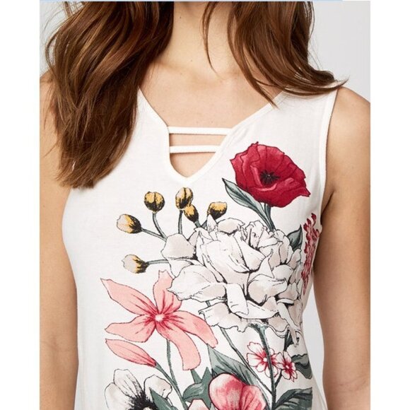 Women Le Chateau Floral Print Textured Knit V-Neck Top Size XXL - Picture 4 of 5